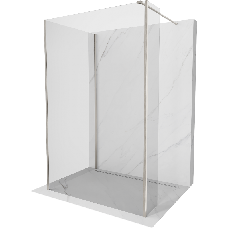 Mexen Kioto Duschwand Walk-in 90 x 70 x 30 cm, transparent, gebürstetes Nickel - 800-090-070-221-97-00-030