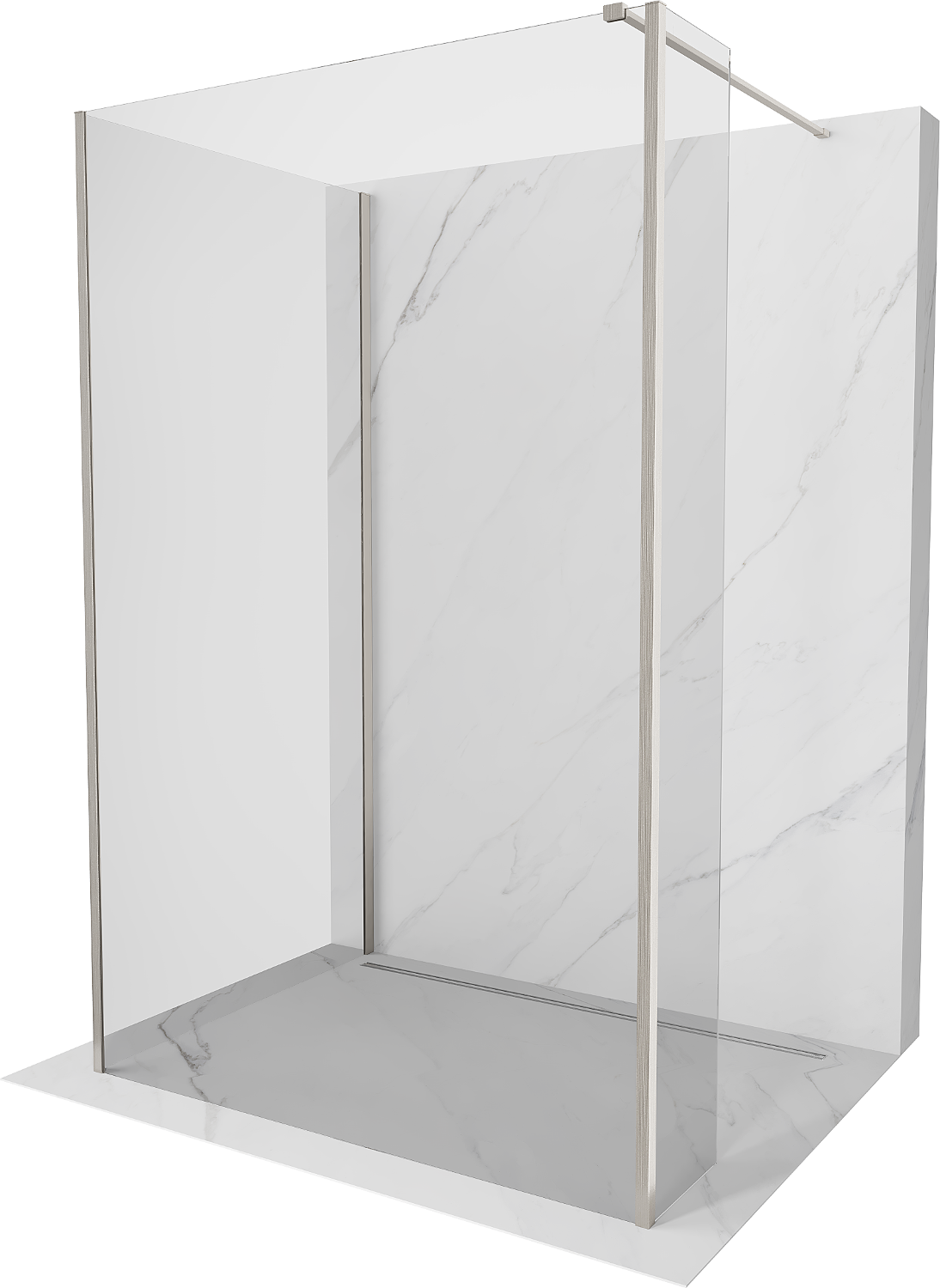 Mexen Kioto Duschwand Walk-in 90 x 70 x 30 cm, transparent, gebürstetes Nickel - 800-090-070-221-97-00-030