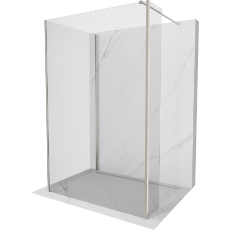 Mexen Kioto Duschwand Walk-in 125 x 70 x 30 cm, transparent, gebürstetes Nickel - 800-125-070-221-97-00-030