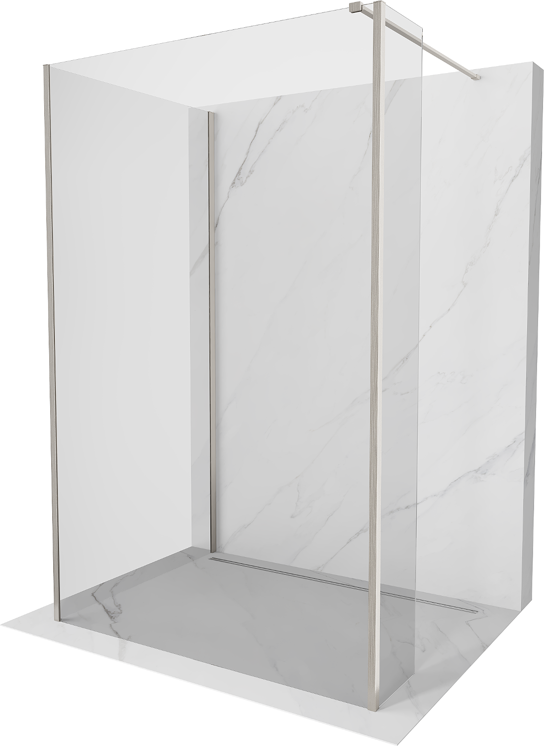 Mexen Kioto Duschwand Walk-in 120 x 80 x 30 cm, transparent, gebürstetes Nickel - 800-120-080-221-97-00-030