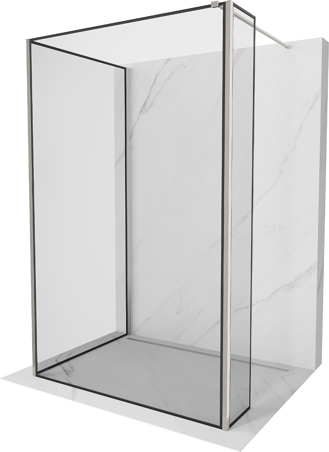 Mexen Kioto Walk-in Duschwand 100 x 70 x 30 cm, schwarzes Muster, gebürstetes Nickel - 800-100-070-221-97-70-030