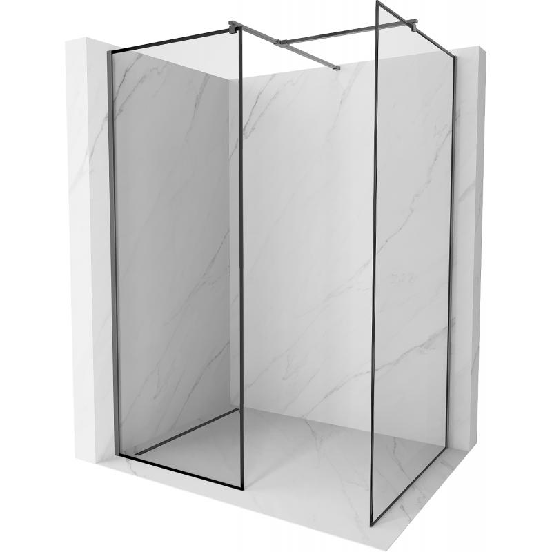 Mexen Kioto Walk-in-Dusche 110 x 100 cm, schwarzes Muster, Gun Metal - 800-110-202-95-70-100