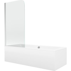 Mexen Cube Rechteckbadewanne 170 x 80 cm mit Verkleidung und 1-flügliger Duschabtrennung 75 cm, Transparent, Chrom - 550517080X9