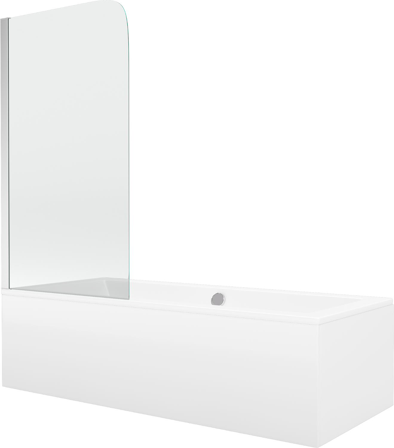 Mexen Cube Rechteckbadewanne 170 x 80 cm mit Verkleidung und 1-flügliger Duschabtrennung 75 cm, Transparent, Chrom - 550517080X9