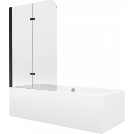 Mexen Cube Rechteckbadewanne 170 x 80 cm mit Verkleidung und 2-flügeliger Blende 100 cm, Transparent, Schwarz - 550517080X901002