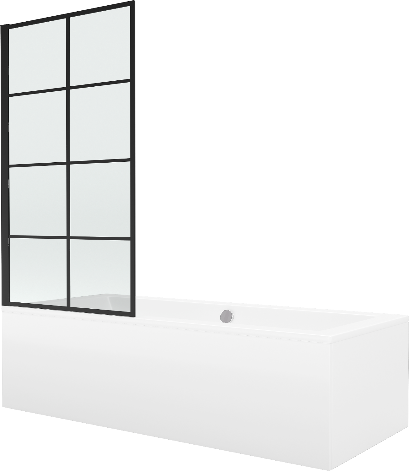 Mexen Cube Rechteckbadewanne 170 x 80 cm mit Verkleidung und 1-flügliger Duschabtrennung 70 cm, Schwarzes Design - 550517080X930