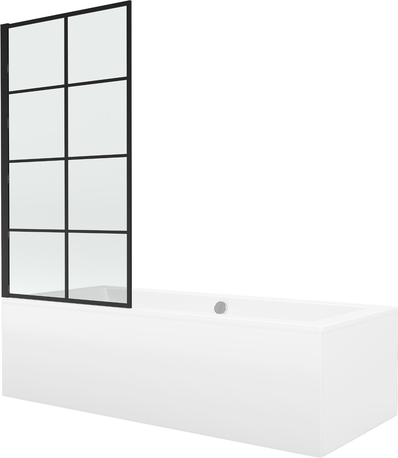 Mexen Cube Rechteckbadewanne 170 x 80 cm mit Verkleidung und 1-flügliger Duschabtrennung 80 cm, Schwarzes Design fix - 550517080