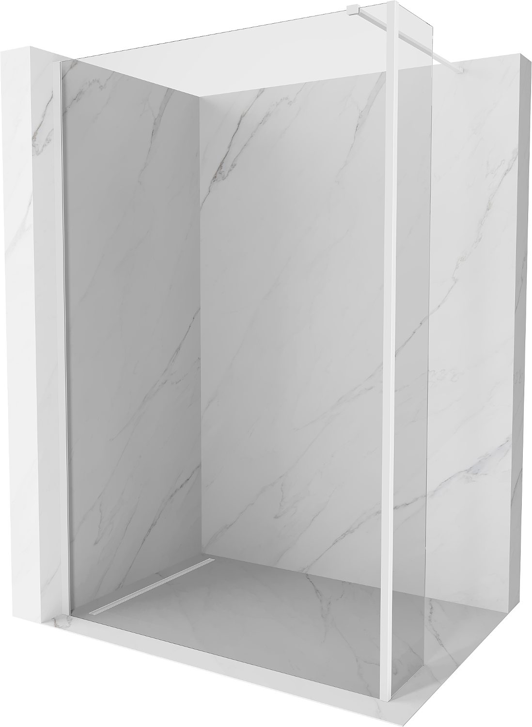 Mexen Kioto Duschwand Walk-in 110 x 40 cm, transparent, weiß - 800-110-212-20-00-040