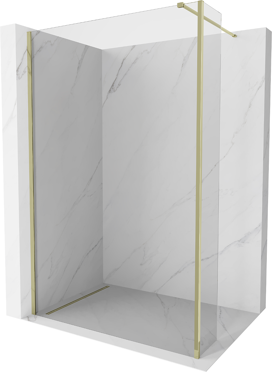 Mexen Kioto Duschwand Walk-in 90 x 30 cm, transparent, gold - 800-090-212-50-00-030