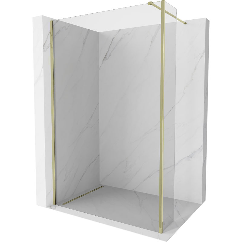 Mexen Kioto Walk-in Dusche 125 x 30 cm, transparent, gold - 800-125-212-50-00-030