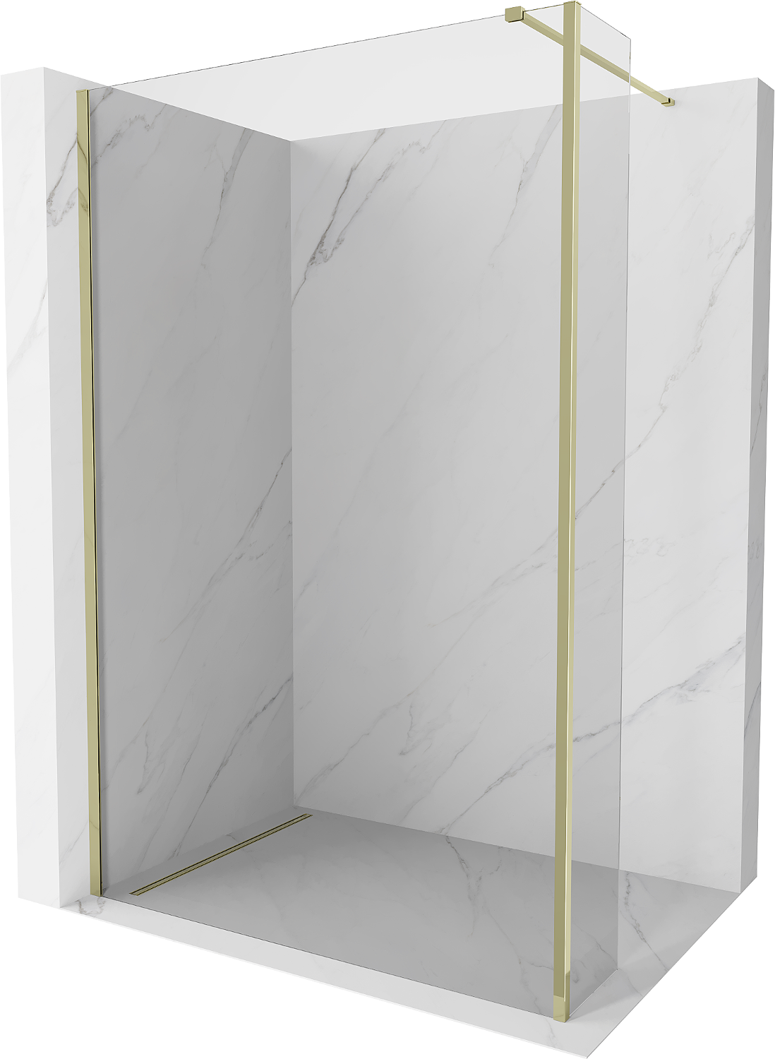 Mexen Kioto Walk-in Dusche 125 x 30 cm, transparent, gold - 800-125-212-50-00-030