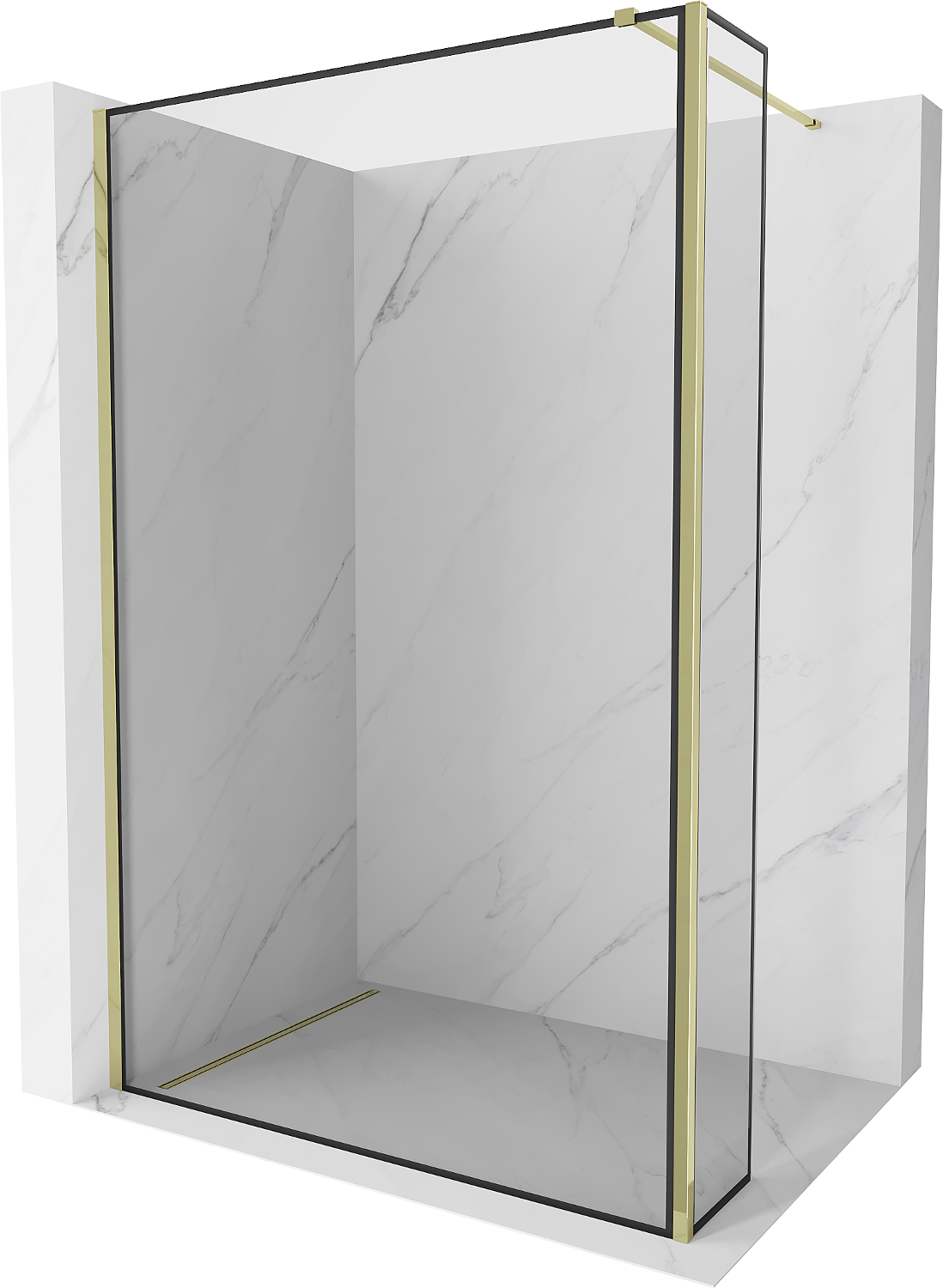 Mexen Kioto Dusche Wand Walk-in 120 x 30 cm, schwarzes Muster, gold - 800-120-212-50-70-030