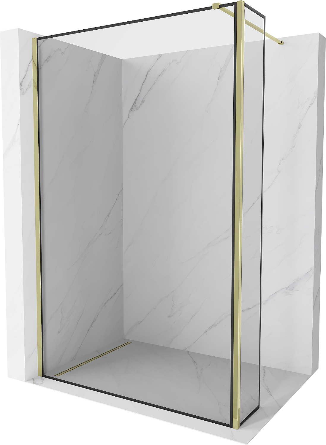 Mexen Kioto Duschwand Walk-in 100 x 30 cm, schwarzes Muster, gold - 800-100-212-50-70-030