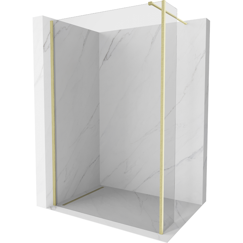 Mexen Kioto Duschwand Walk-in 100 x 30 cm, transparent, gebürstetes Gold - 800-100-212-55-00-030