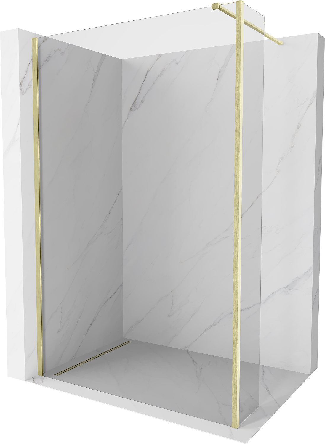 Mexen Kioto Duschwand Walk-in 100 x 30 cm, transparent, gebürstetes Gold - 800-100-212-55-00-030