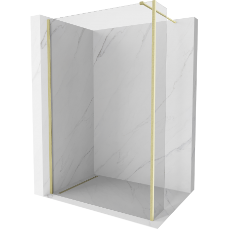 Mexen Kioto Walk-in Duschwand 135 x 30 cm, transparent, gebürstetes Gold - 800-135-212-55-00-030