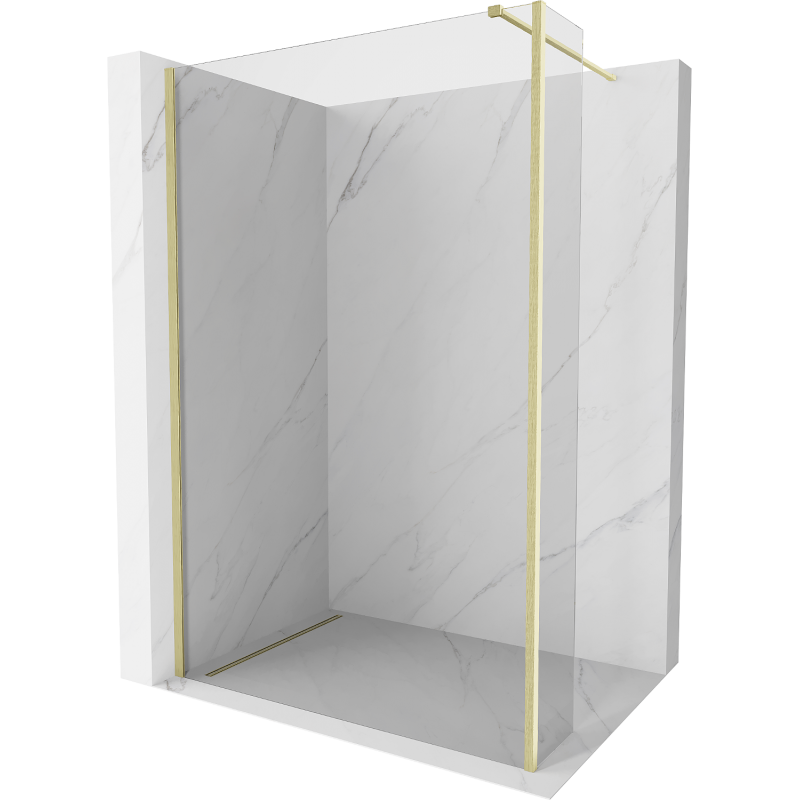 Mexen Kioto Duschwand Walk-in 155 x 30 cm, transparent, gebürstetes Gold - 800-155-212-55-00-030