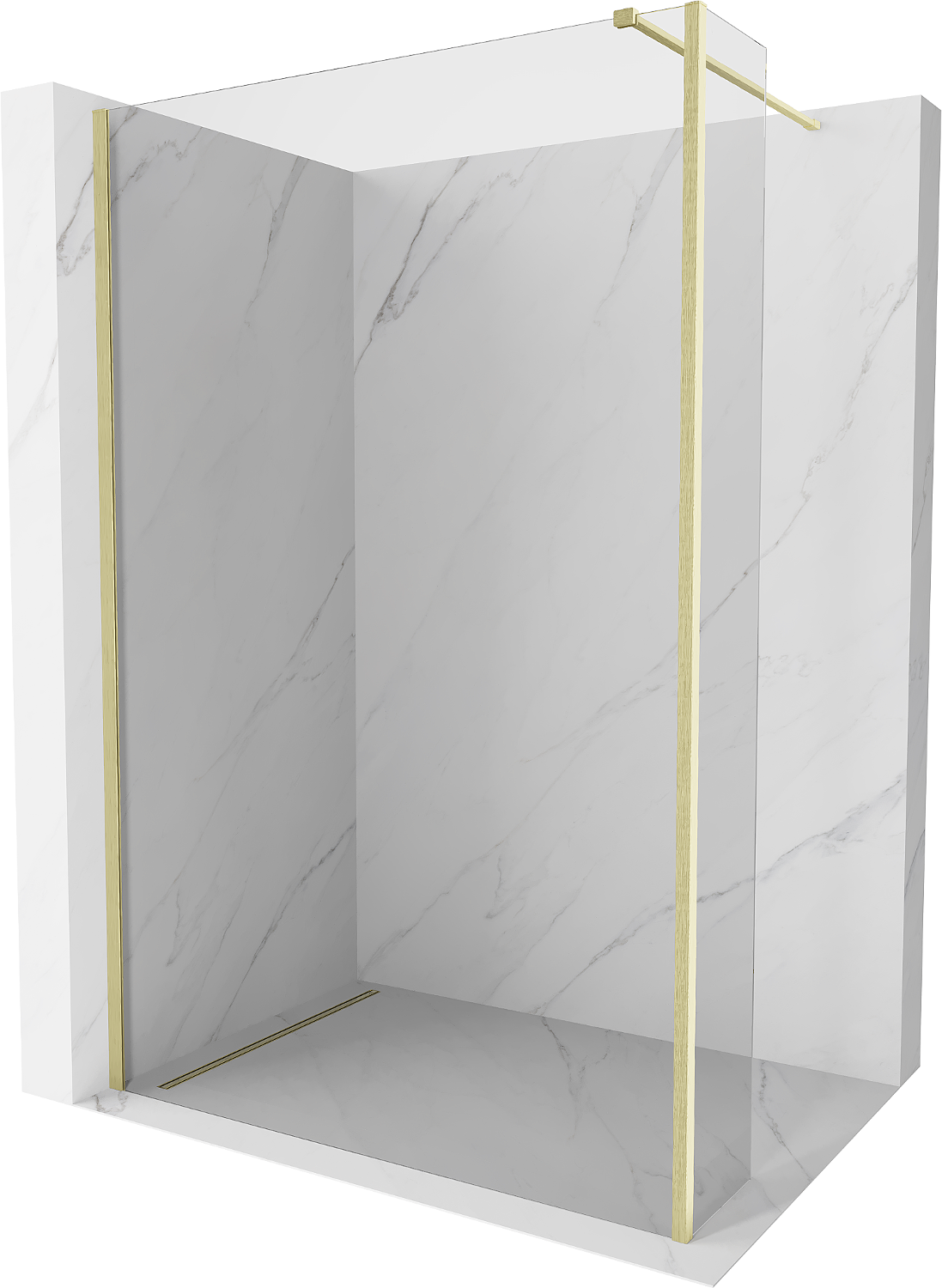 Mexen Kioto Duschwand Walk-in 95 x 40 cm, transparent, gebürstet Gold - 800-095-212-55-00-040