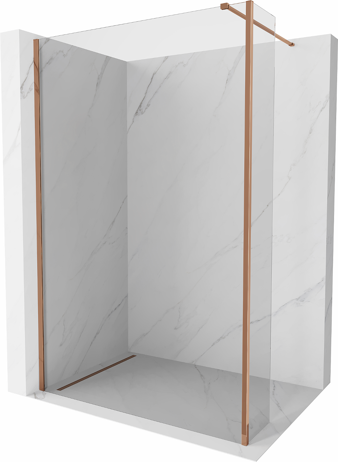 Mexen Kioto Duschwand Walk-in 95 x 30 cm, transparent, roségold - 800-095-212-60-00-030