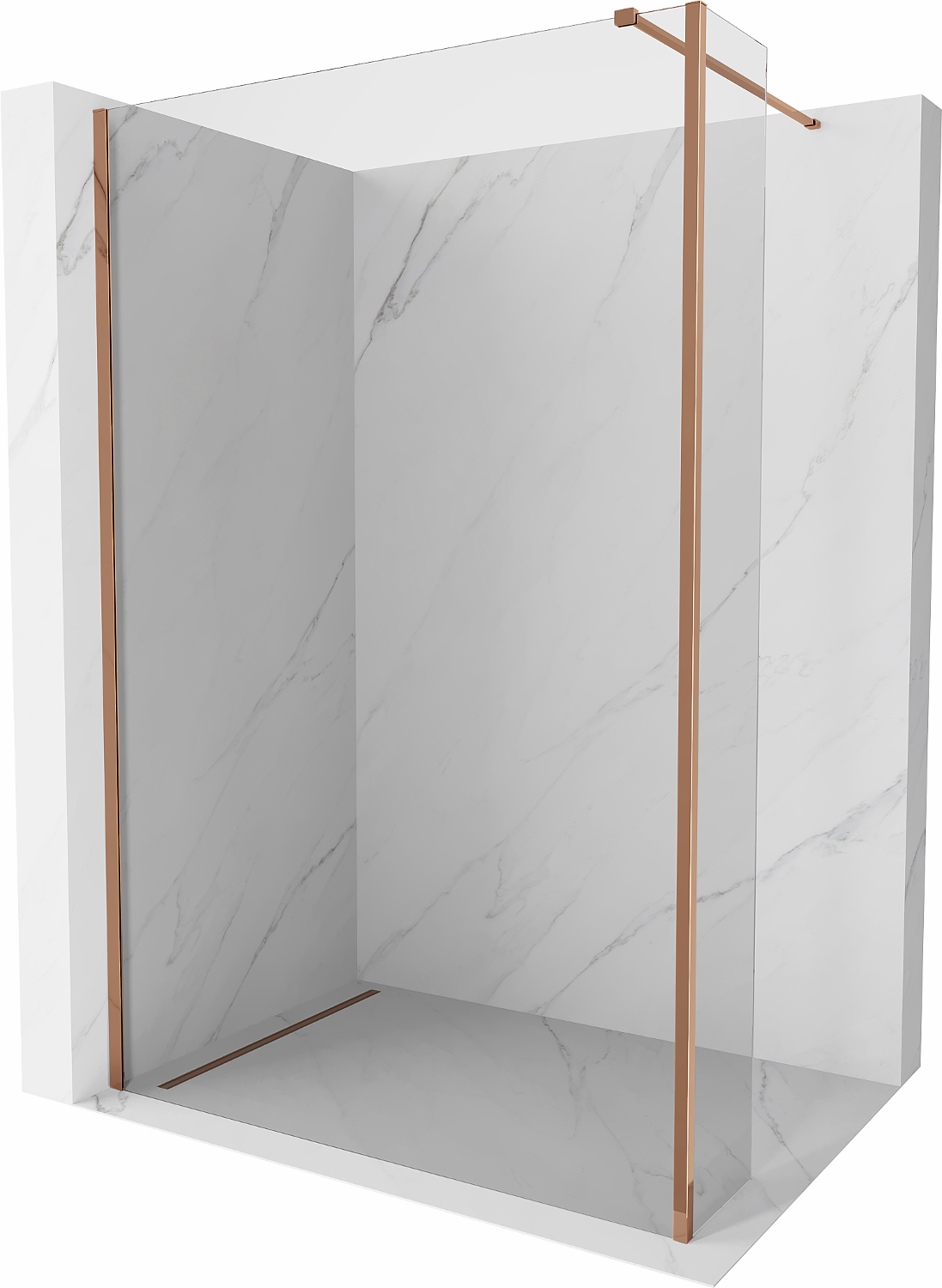 Mexen Kioto Duschwand Walk-in 105 x 30 cm, transparent, roségold - 800-105-212-60-00-030