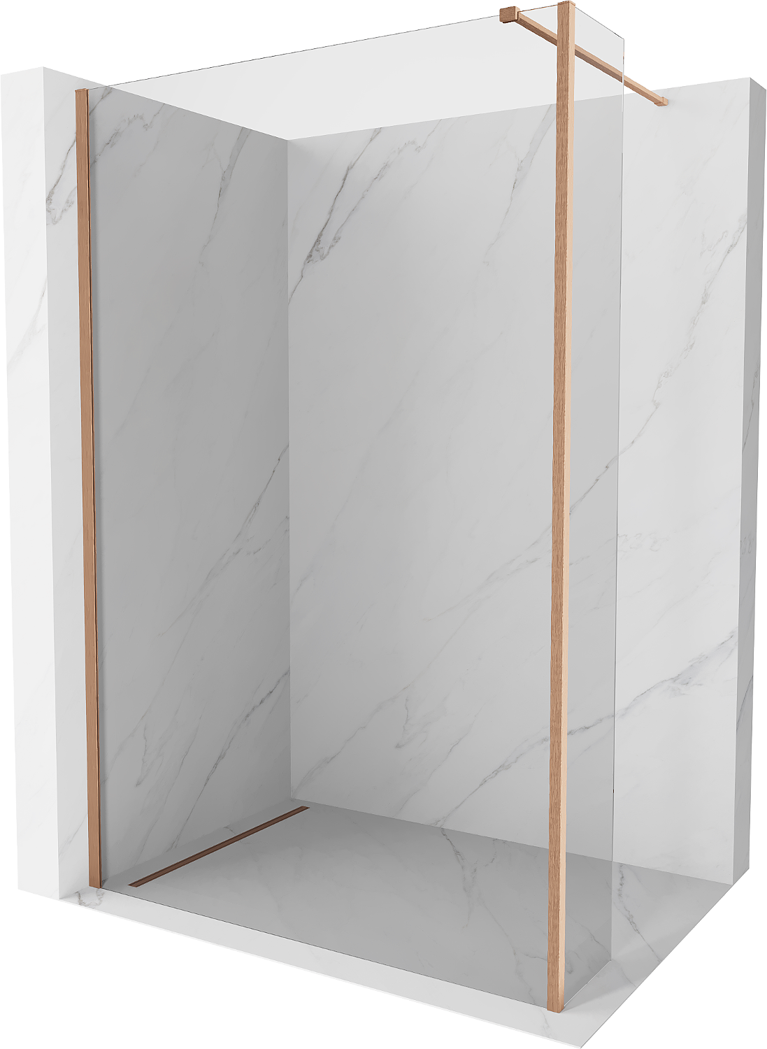 Mexen Kioto Duschelement Walk-in 105 x 30 cm, transparent, gebürstetes Messing - 800-105-212-65-00-030