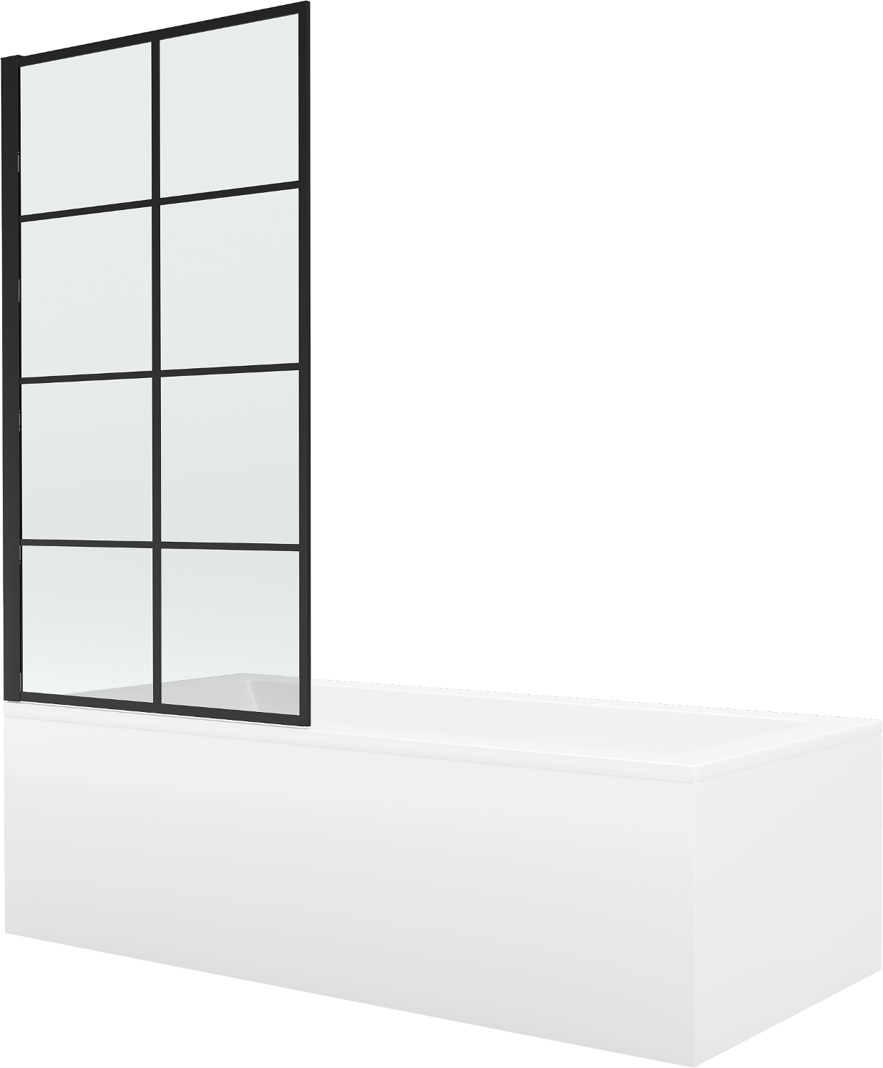 Mexen Cubik Rechteckbadewanne 150 x 70 cm mit Verkleidung und 1-flügliger Duschabtrennung 70 cm, Schwarzes Design fix - 55031507