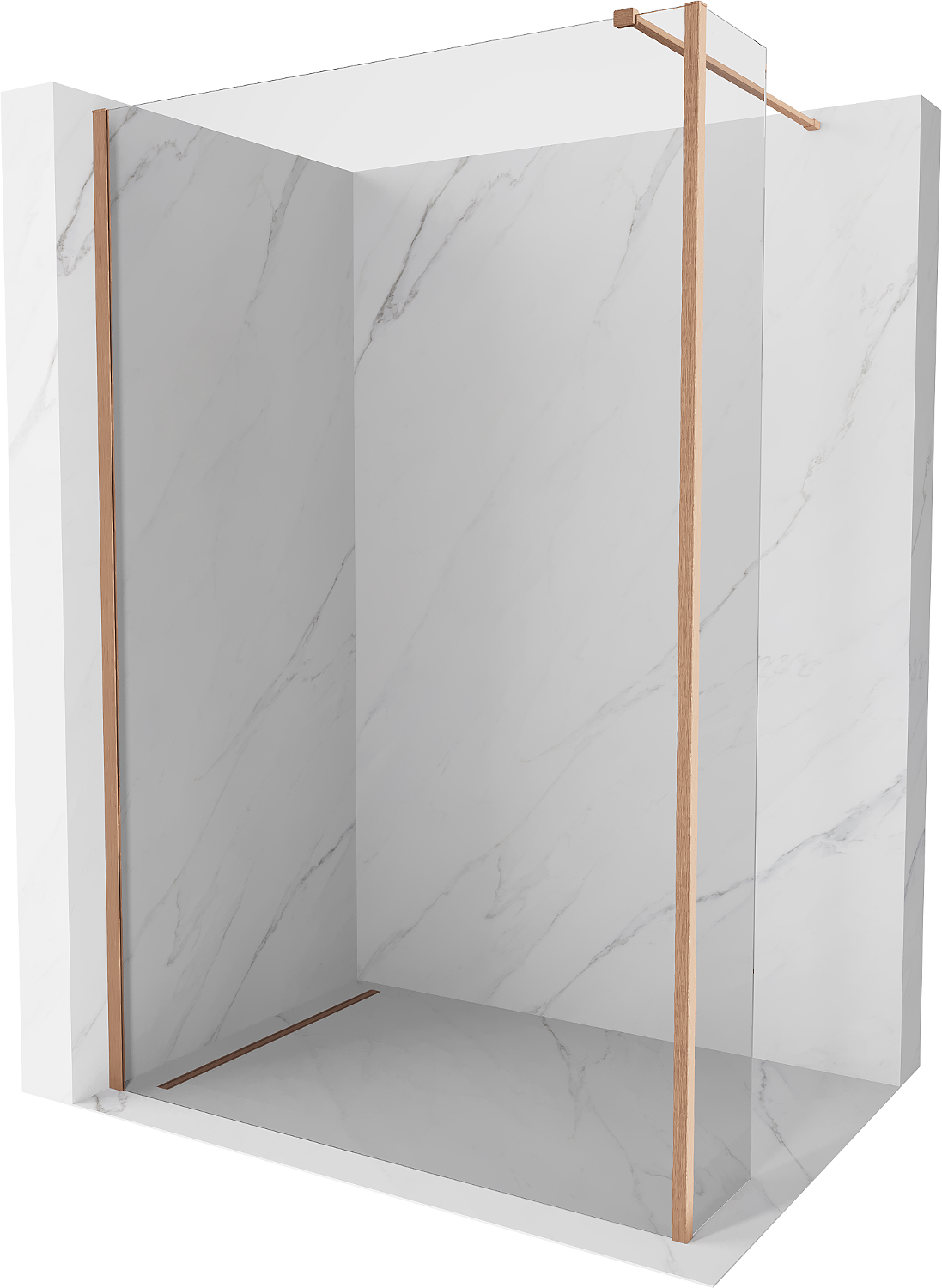 Mexen Kioto Duschwand Walk-in 160 x 30 cm, transparent, gebürstetes Messing - 800-160-212-65-00-030