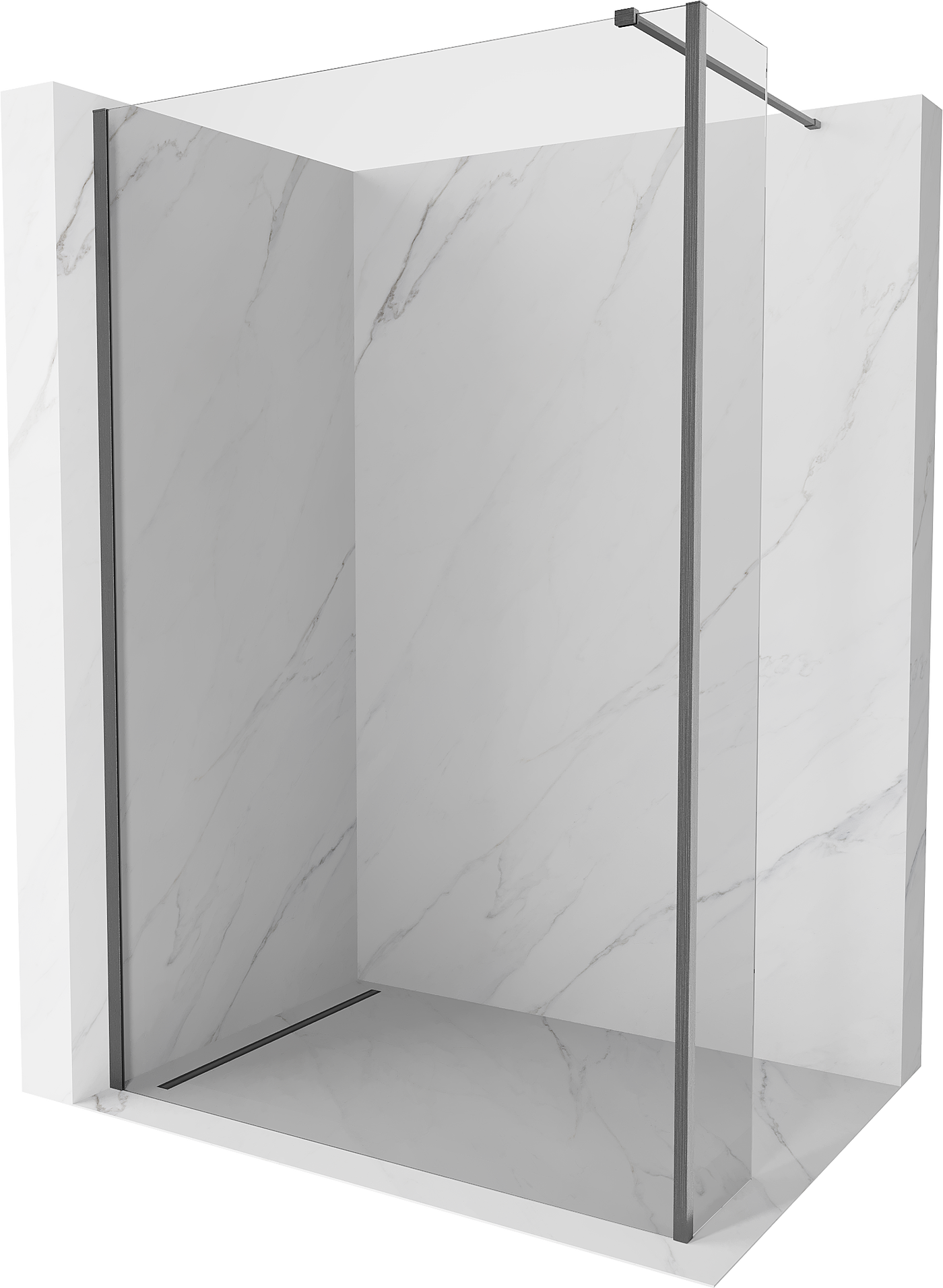 Mexen Kioto Walk-in-Dusche 105 x 40 cm, transparent, gunmetal gebürstet - 800-105-212-66-00-040