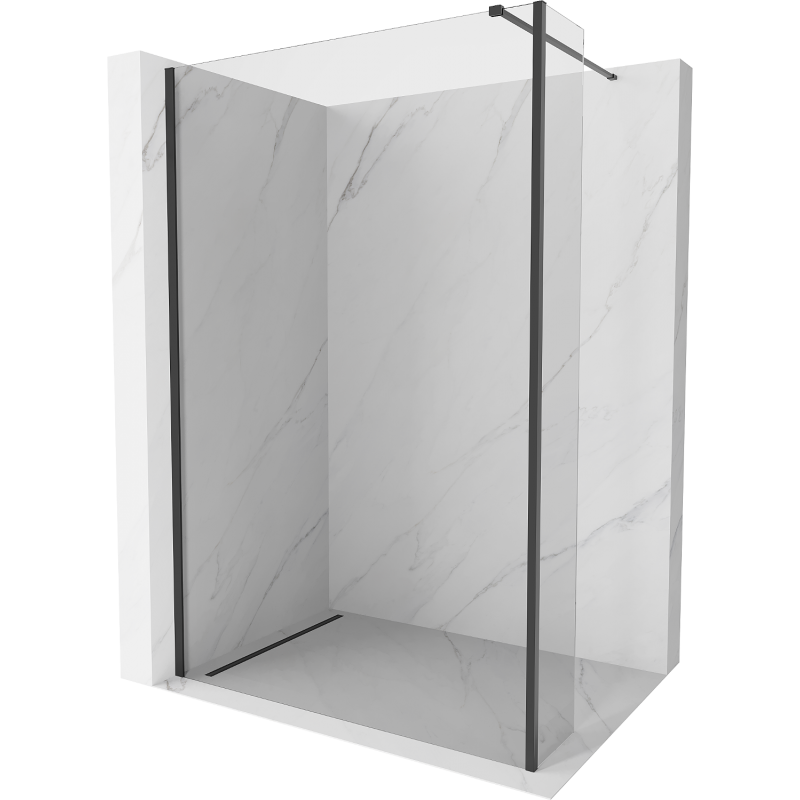 Mexen Kioto Duschwand Walk-in 115 x 30 cm, transparent, schwarz - 800-115-212-70-00-030