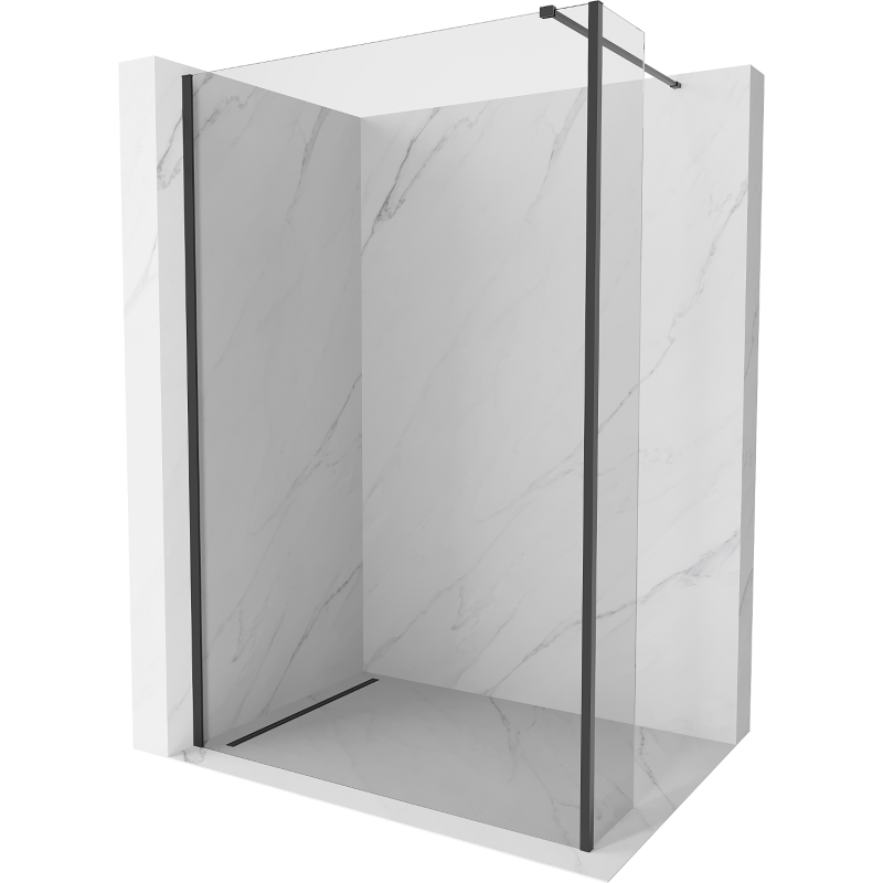 Mexen Kioto Duschwand Walk-in 160 x 30 cm, transparent, schwarz - 800-160-212-70-00-030