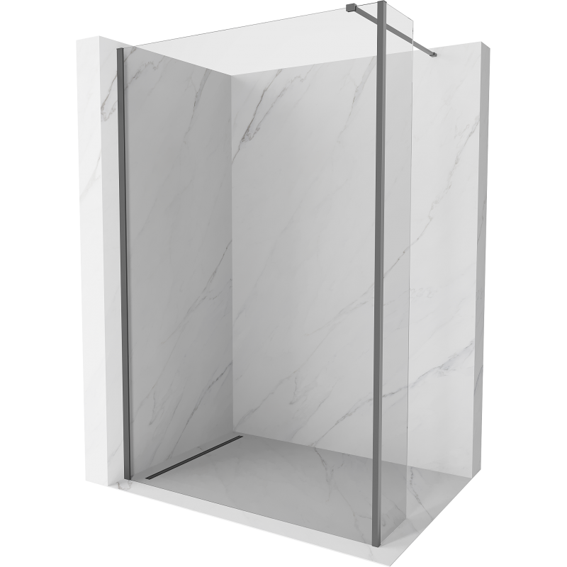 Mexen Kioto Walk-in Duschwand 90 x 30 cm, transparent, Gun Metal - 800-090-212-95-00-030