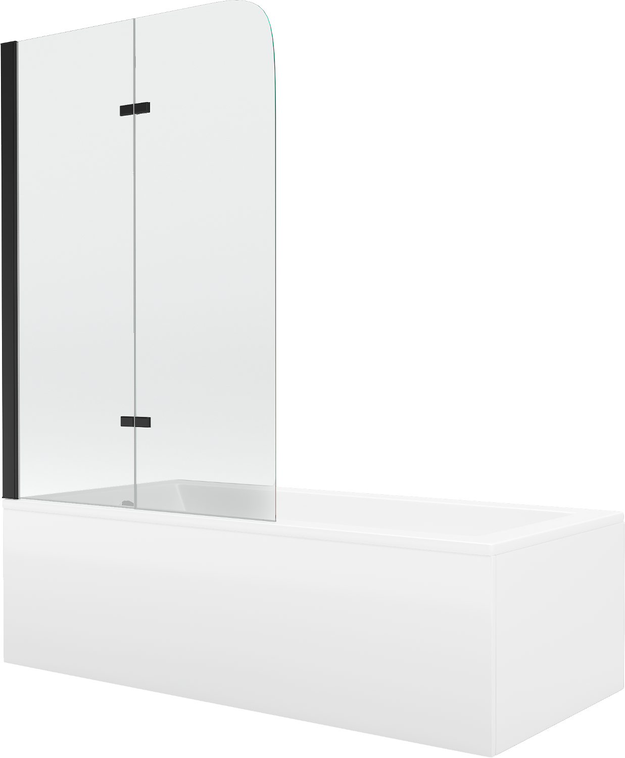 Mexen Cubik Rechteckbadewanne 160 x 70 cm mit Verkleidung und 2-flügeliger Blende 100 cm, Transparent, Schwarz - 550316070X90100