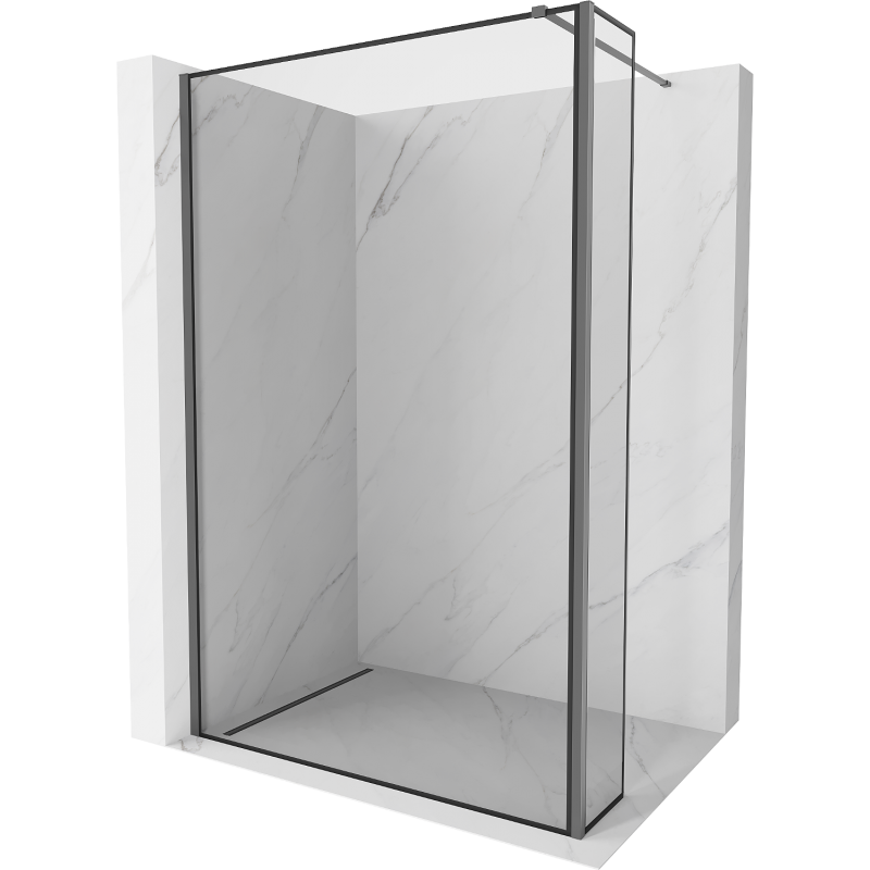 Mexen Kioto Walk-in-Dusche 110 x 40 cm, schwarzes Muster, Gun Metal - 800-110-212-95-70-040