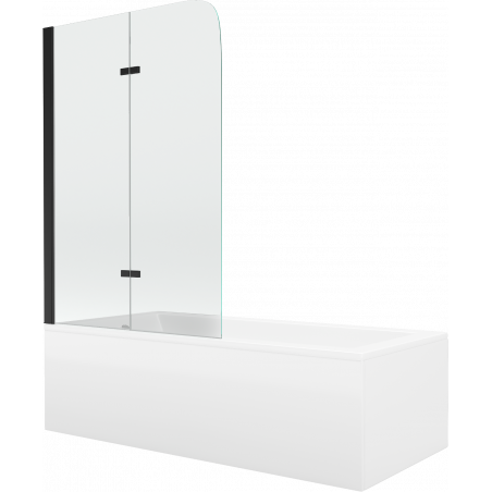 Mexen Cubik Rechteckbadewanne 170 x 70 cm mit Verkleidung und 2-flügeliger Blende 80 cm, Transparent, Schwarz - 550317070X900802