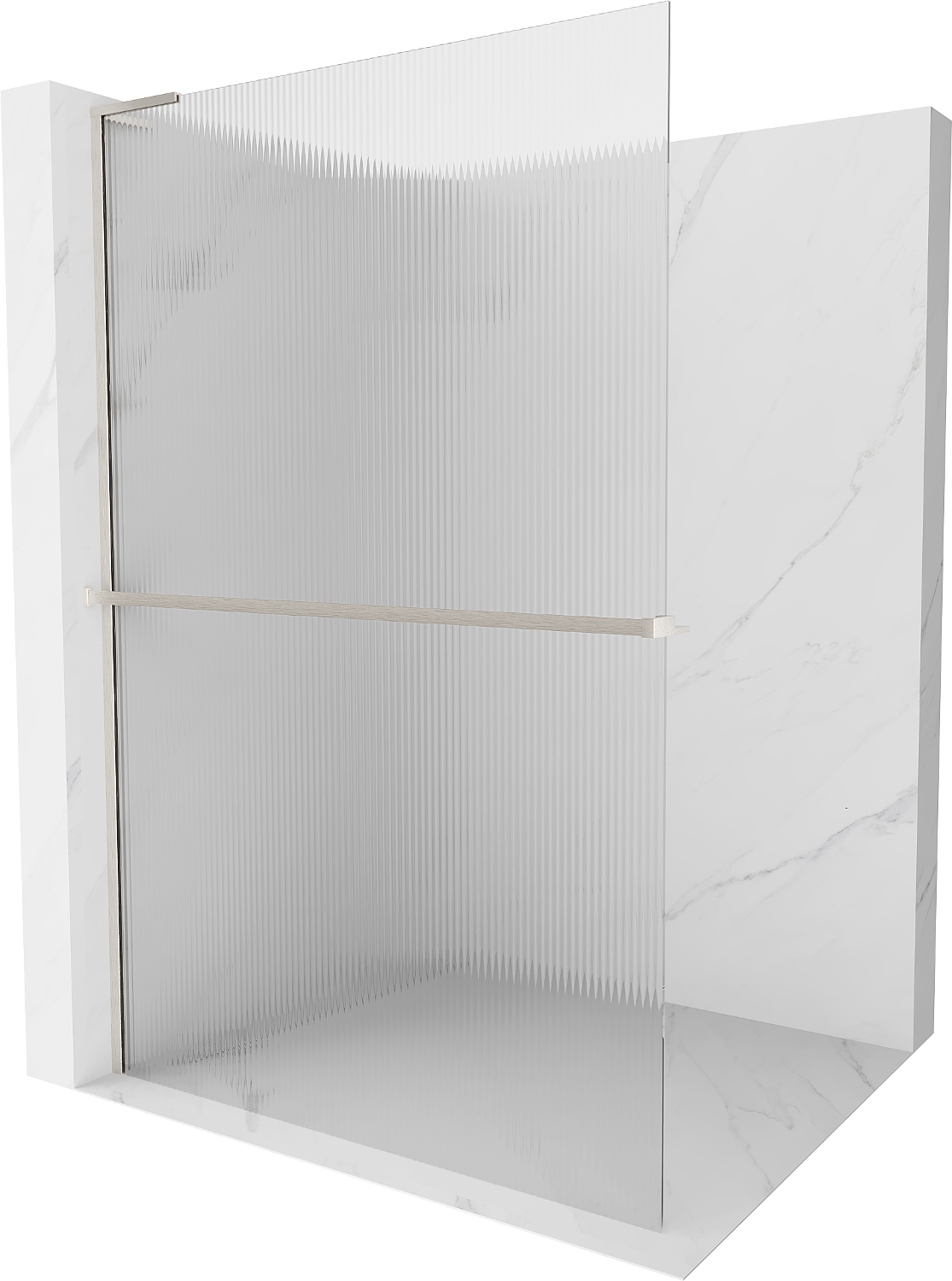 Mexen Kioto+ L Duschwand mit Regale Walk-in 110 x 200 cm, klar, gebürstetes Nickel - 800-110-123-97-09