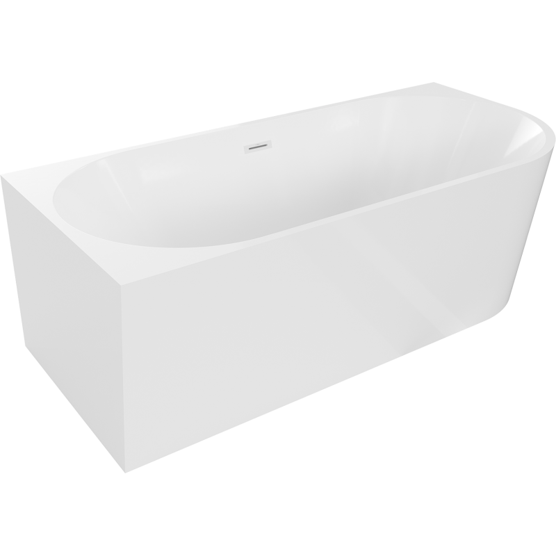 Mexen Mia freistehende linke Eckbadewanne 150 x 75 cm, weiß, Überlauf weiß - 52691507500L-20