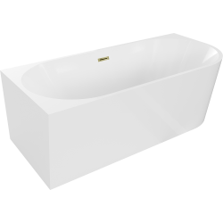 Mexen Mia freistehende linke Eckbadewanne 150 x 75 cm, weiß, mit Überlauf gold - 52691507500L-50