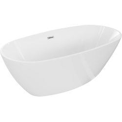 Mexen Eris freistehende Badewanne 155 x 80 cm, weiß, Überlauf chrom - 53441558000-01