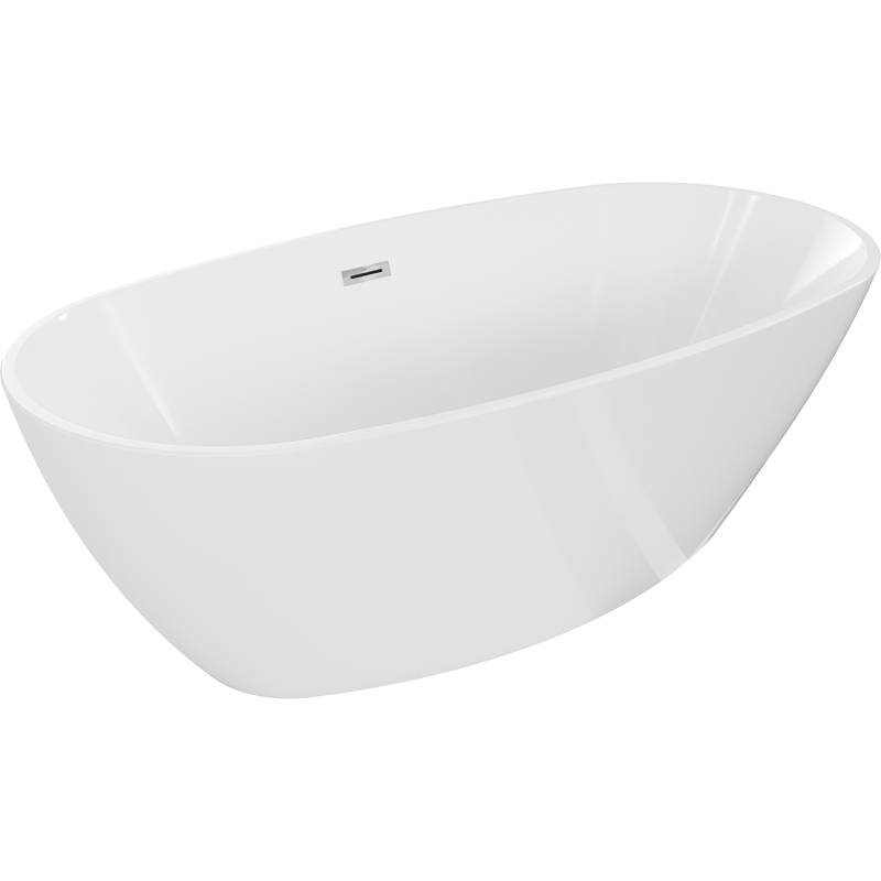 Mexen Eris freistehende Badewanne 155 x 80 cm, weiß, Überlauf chrom - 53441558000-01