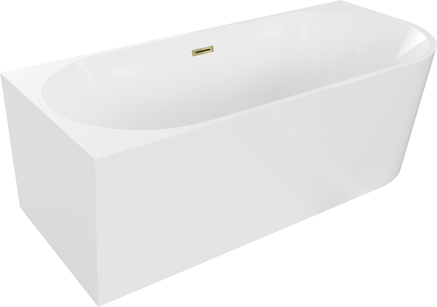 Mexen Mia freistehende Eckbadewanne links 170 x 80 cm, weiß, Überlauf gold - 52691708000L-50