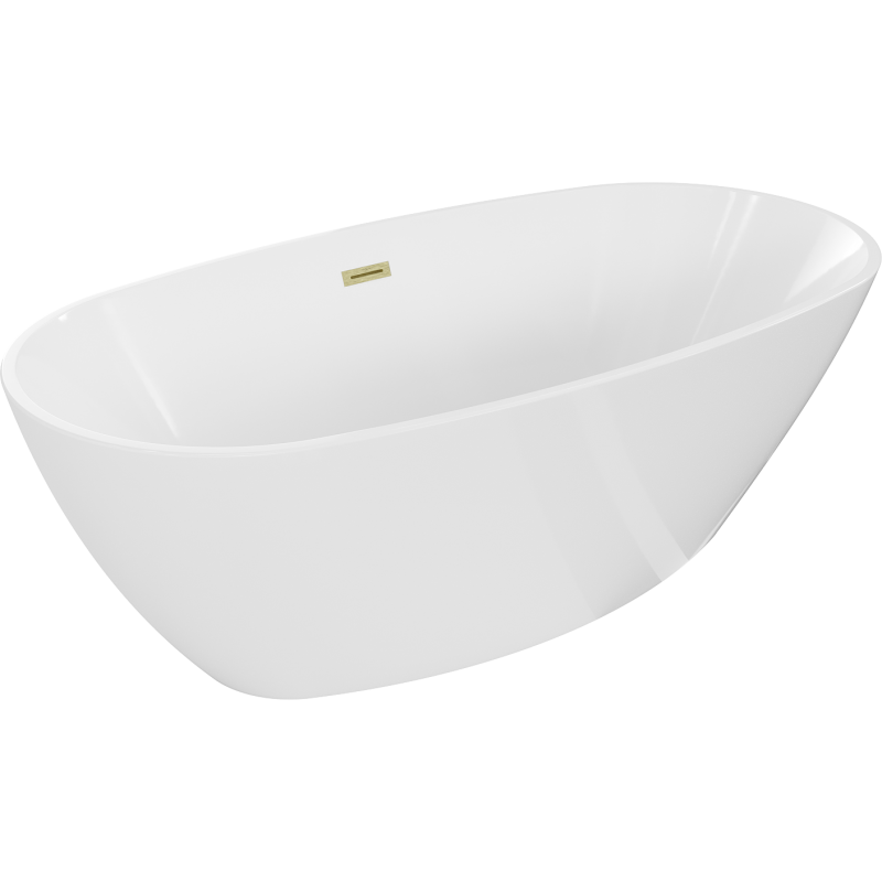 Mexen Eris freistehende Badewanne 170 x 80 cm, weiß, mit brushed gold Ablauf - 53441708000-55