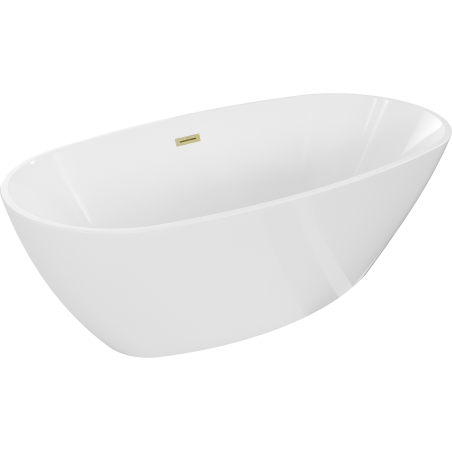 Mexen Eris freistehende Badewanne 170 x 80 cm, weiß, mit brushed gold Ablauf - 53441708000-55