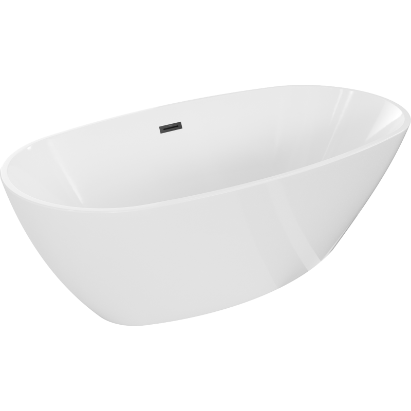 Mexen Eris freistehende Badewanne 170 x 80 cm, weiß, schwarze Überlauf - 53441708000-70