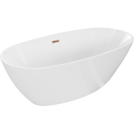 Mexen Eris freistehende Badewanne 180 x 80 cm, weiß, mit Überlauf in roségold - 53441808000-60