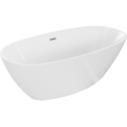 Mexen Eris freistehende Badewanne 180 x 80 cm, weiß, mit gebürstetem Nickelüberlauf - 53441808000-97