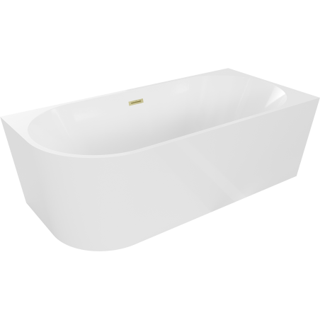 Mexen Mia freistehende rechteckige Badewanne 180 x 80 cm, weiß, Abfluss mit gebürstetem Gold - 52691808000P-55