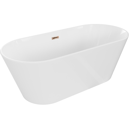 Mexen Flavia freistehende Badewanne 160 x 75 cm, Weiß, Roségold Überlauf - 54031608000-60