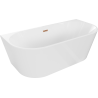 Mexen Oval Badewanne freistehend an Wand 150 x 75 cm, weiß, ablauf gebürstetes Kupfer - 52671507500-65