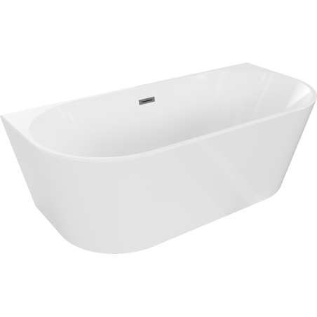 Mexen Oval freistehende wandhängende Badewanne 160 x 80 cm, weiß, Überlauf gun gray gebürstet - 52671608000-66