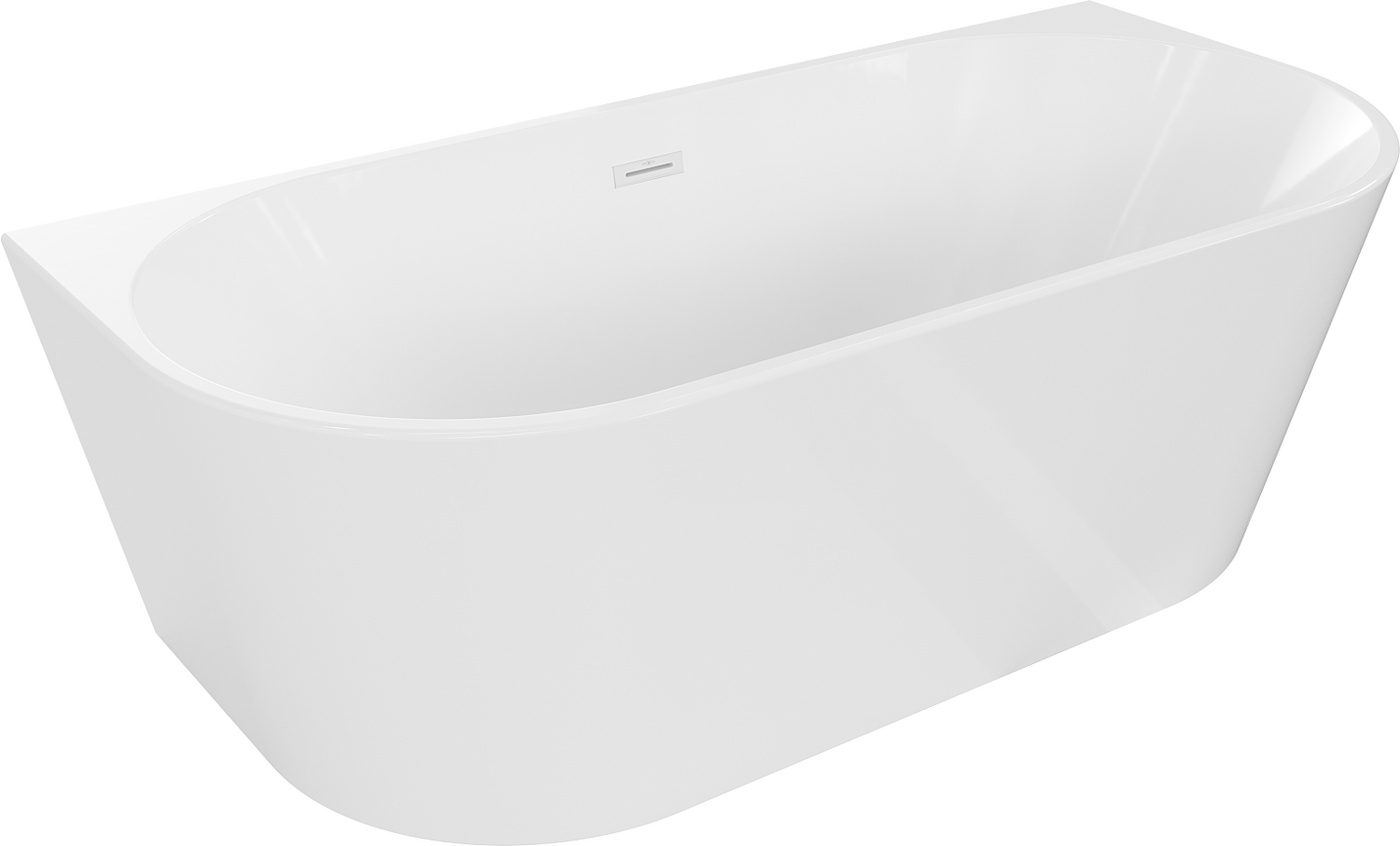 Mexen Oval Badewanne freistehend Wandmontage 180 x 80 cm, weiß, Überlauf weiß - 52671808000-20